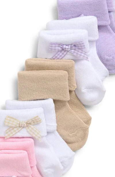 Capelli New York Assorted 8-pack Cuffed Crew Socks With Bows In Multi