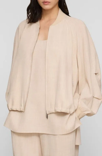 Lafayette 148 Lightweight Wool Silk Twill Oversized Bomber Jacket In Brown