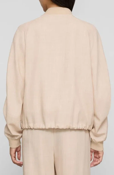 Lafayette 148 Lightweight Wool Silk Twill Oversized Bomber Jacket In Brown