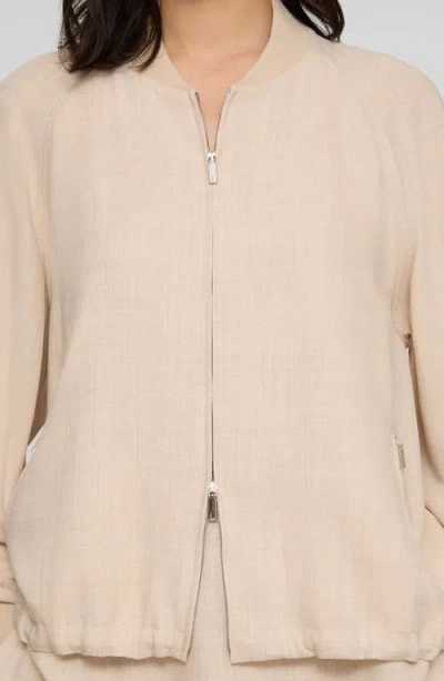 Lafayette 148 Lightweight Wool Silk Twill Oversized Bomber Jacket In Brown