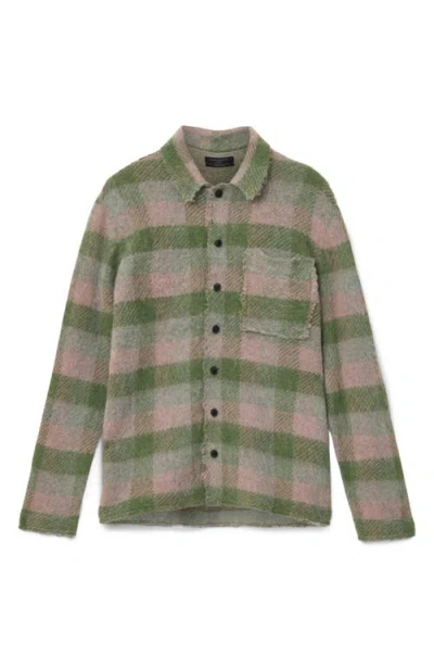 Allsaints Mens Sunbaked Pink Adler Checked Wool And Alpaca-blend Cardigan In Multi