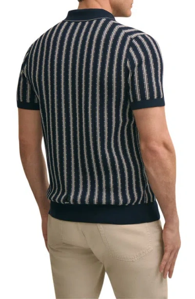 Brooks Brothers Supima Cotton Short-sleeve Striped Johnny Collar Sweater In Blue