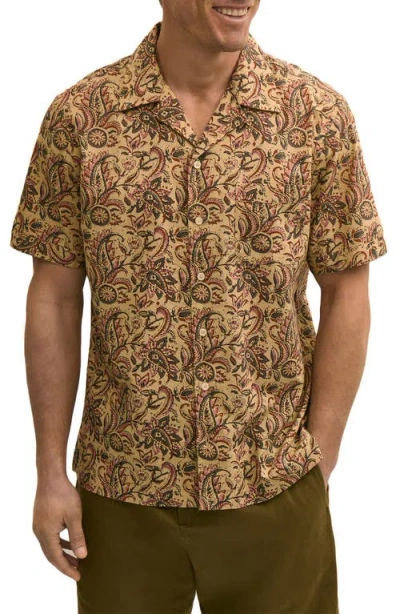 Brooks Brothers Block Print Cotton Camp Shirt In Brown