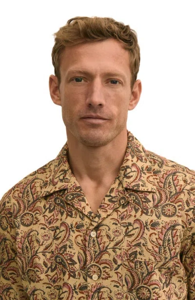 Brooks Brothers Block Print Cotton Camp Shirt In Brown