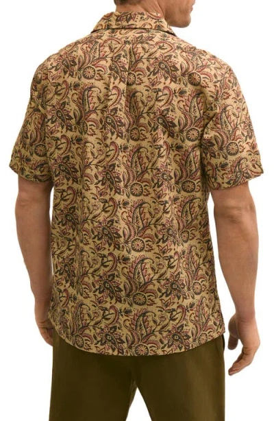 Brooks Brothers Block Print Cotton Camp Shirt In Brown