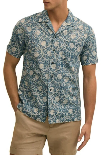 Brooks Brothers Block Print Cotton Camp Shirt In Green