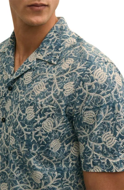 Brooks Brothers Block Print Cotton Camp Shirt In Green