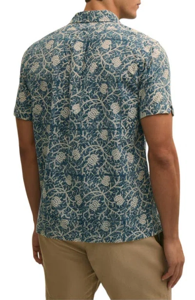 Brooks Brothers Block Print Cotton Camp Shirt In Green