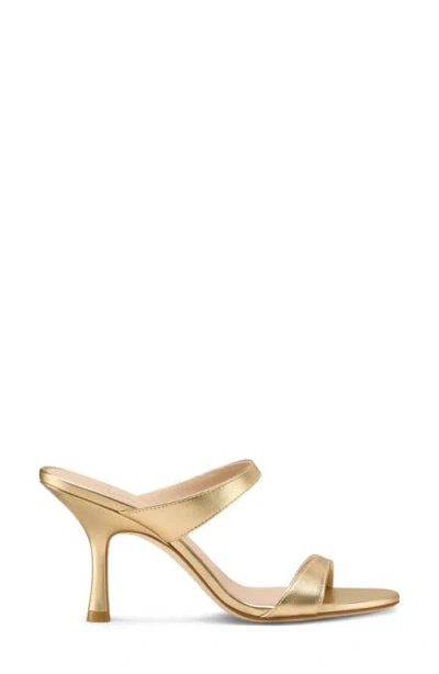 Stuart Weitzman Nudist Metallic Dual-band Slide Sandals In Gold