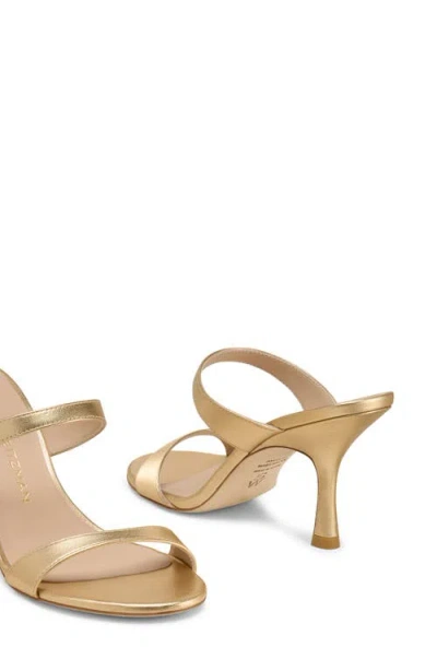 Stuart Weitzman Nudist Metallic Dual-band Slide Sandals In Gold