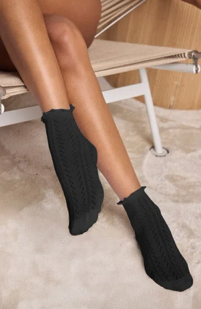 Stems Pointelle 3-pack Ankle Socks In Black