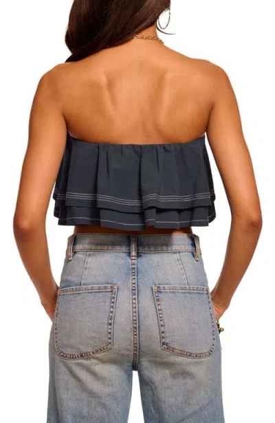 Ramy Brook Poppy Poplin Tiered Crop Top In Navy In Blue