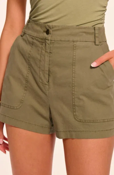 Ramy Brook Hilary Stretch Cotton Canvas Shorts In Green