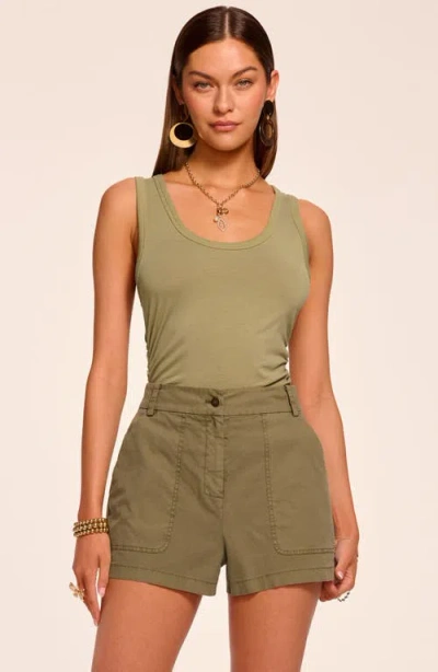 Ramy Brook Hilary Stretch Cotton Canvas Shorts In Green