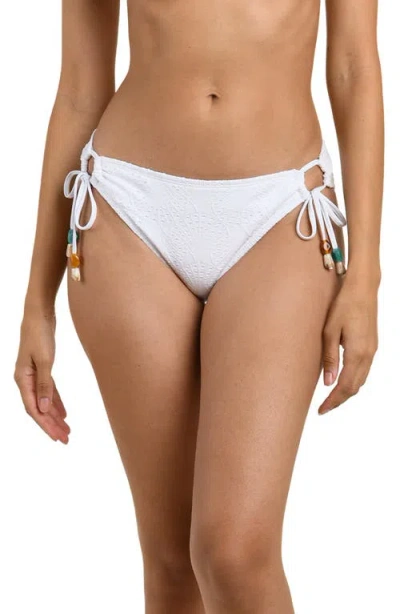 La Blanca Shellbound Side Tie Bikini Bottoms In White