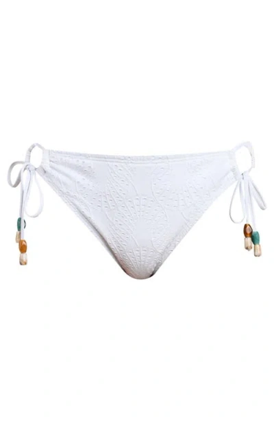 La Blanca Shellbound Side Tie Bikini Bottoms In White