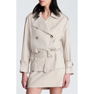 Kenneth Cole Double Breasted Short Trench Coat In Neutral