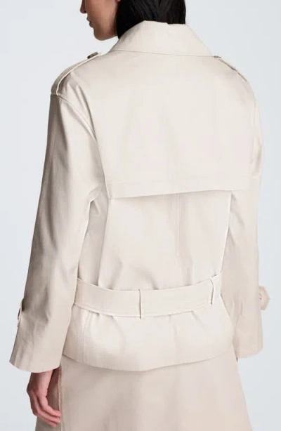 Kenneth Cole Double Breasted Short Trench Coat In Neutral