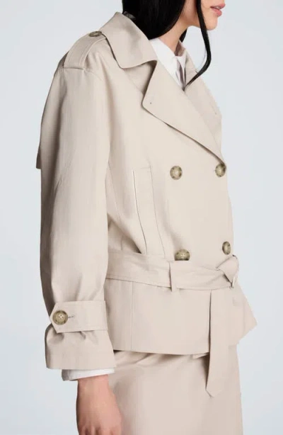 Kenneth Cole Double Breasted Short Trench Coat In Neutral