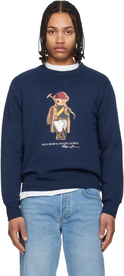 Polo Ralph Lauren Long Sleeve Fleece Society Bear Crewneck Sweatshirt In Multi