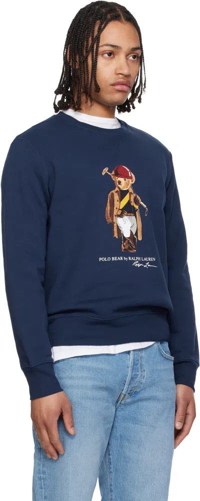 Polo Ralph Lauren Long Sleeve Fleece Society Bear Crewneck Sweatshirt In Multi