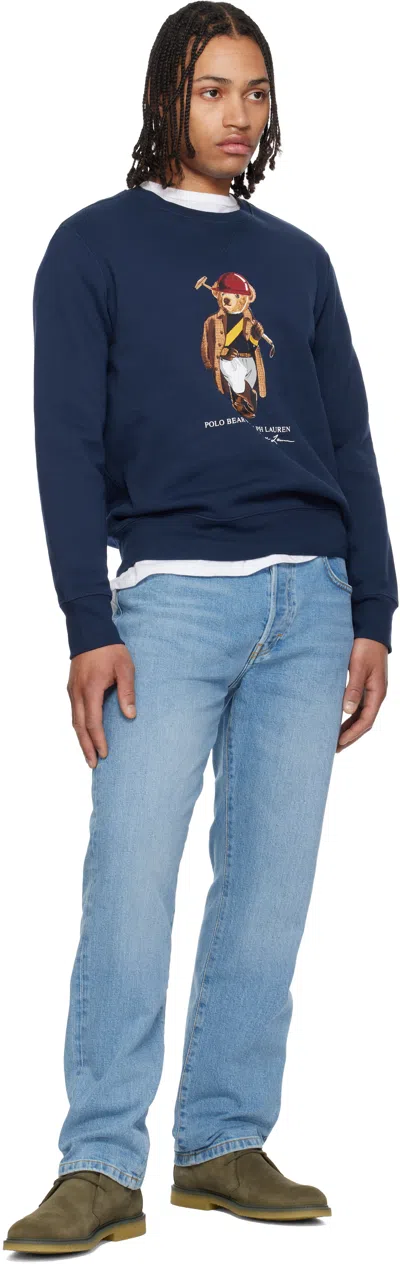 Polo Ralph Lauren Long Sleeve Fleece Society Bear Crewneck Sweatshirt In Multi