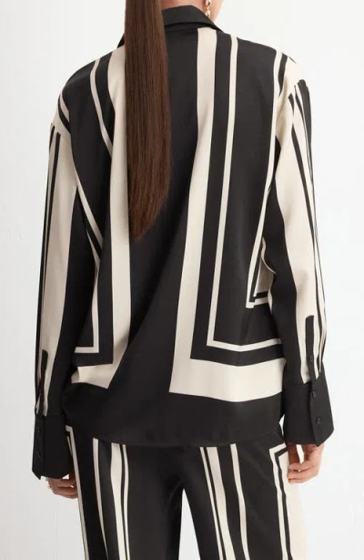 Mango Stripe Satin Button-up Shirt In Multi