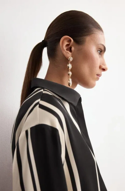 Mango Stripe Satin Button-up Shirt In Multi