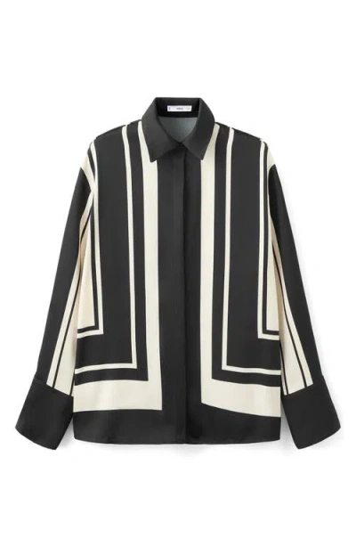 Mango Stripe Satin Button-up Shirt In Multi