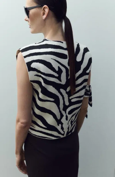 Mango Zebra Jacquard Sleeveless Top In Multi