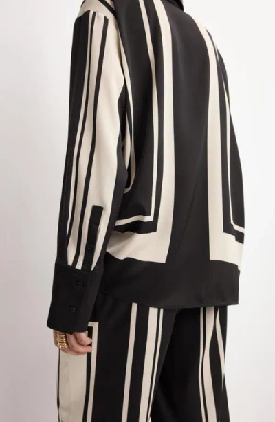 Mango Stripe Satin Button-up Shirt In Multi