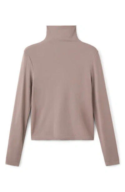 Mango Seamless Turtleneck Top In Gray