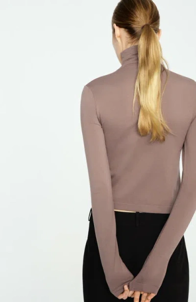 Mango Seamless Turtleneck Top In Gray