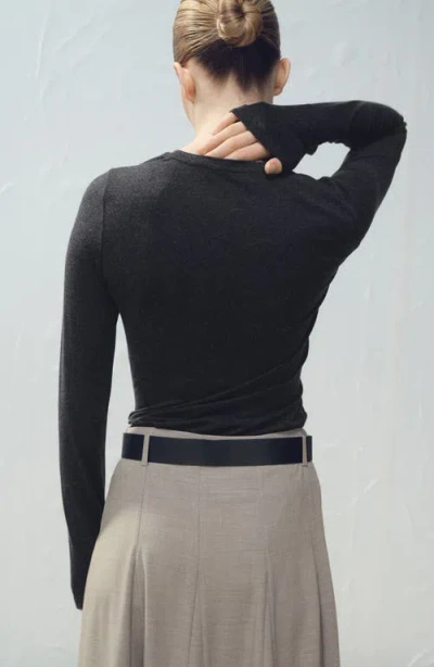 Mango Combine Drape Top In Black