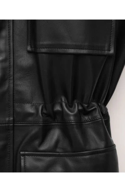 Mango Leather Coat In Black