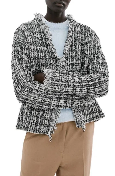 Mango Cotton Blend Tweed Jacket In Multi