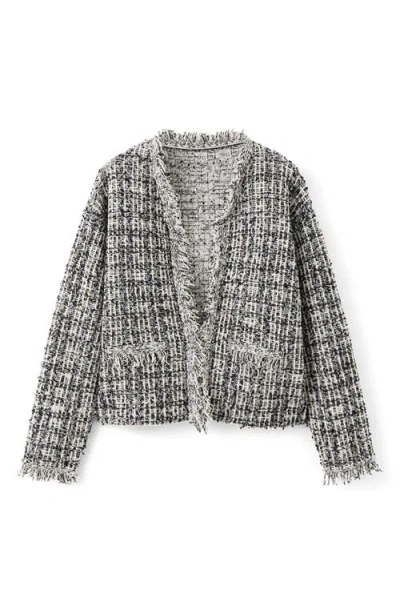 Mango Cotton Blend Tweed Jacket In Multi