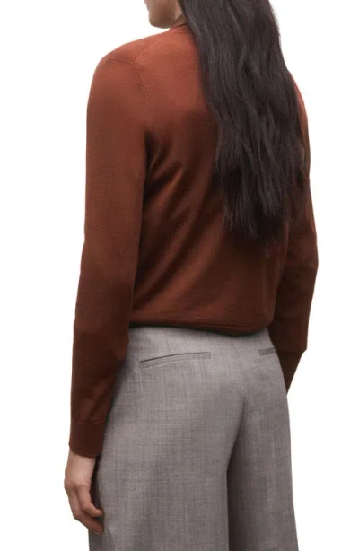 Mango Crewneck Wool Sweater In Brown