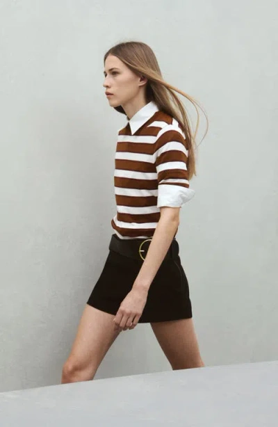 Mango Stripe Short Sleeve Sweater In Multi