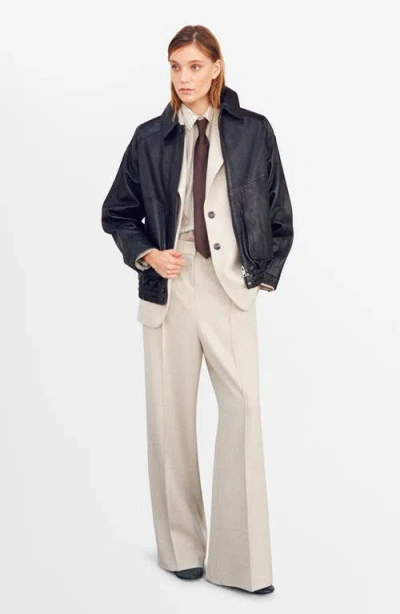 Mango Notch Collar Blazer In Neutral