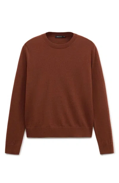 Mango Crewneck Wool Sweater In Brown