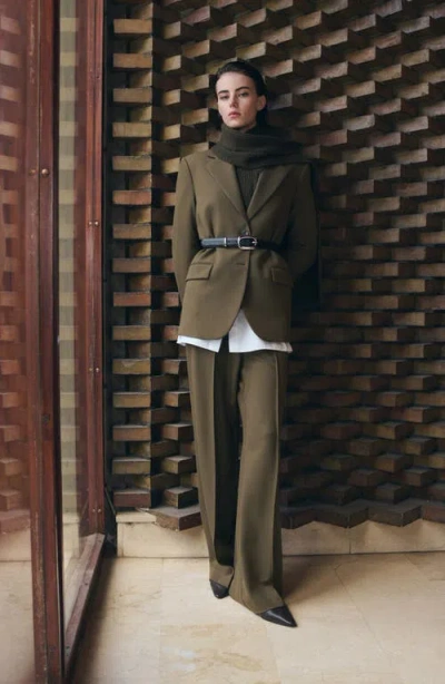 Mango Notch Collar Blazer In Green