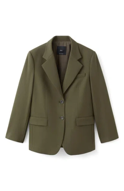 Mango Notch Collar Blazer In Green
