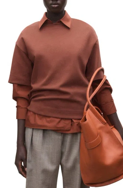 Mango Oversized Cotton T-shirt In Brown