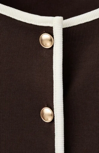 Mango Piped Trim Cotton Button-up Top In Brown