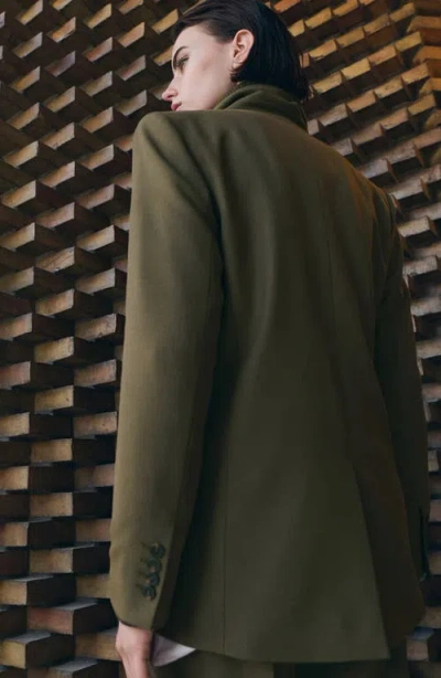 Mango Notch Collar Blazer In Green