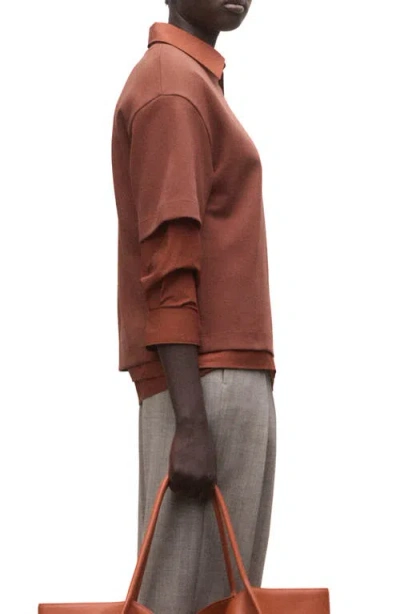 Mango Oversized Cotton T-shirt In Brown
