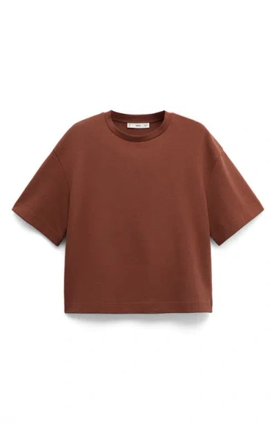 Mango Oversized Cotton T-shirt In Brown
