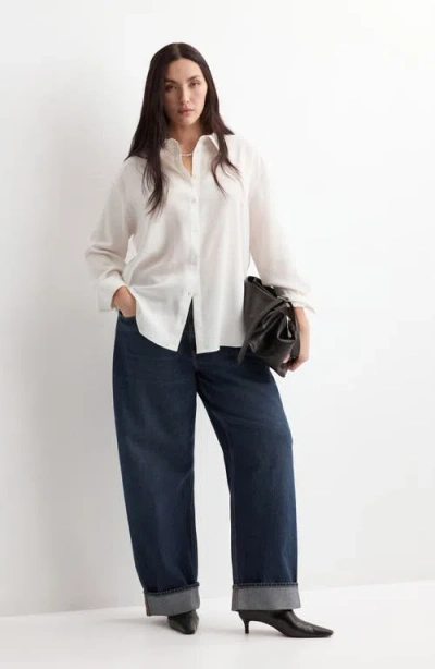 Mango Straight Button-up Shirt In White