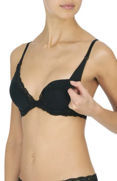 Natori Feathers Lace Plunge Nursing T-shirt Bra In Black